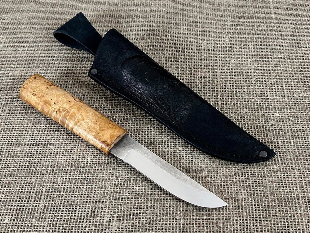 Нож Ханты-Манси, рукоять карельская берёза