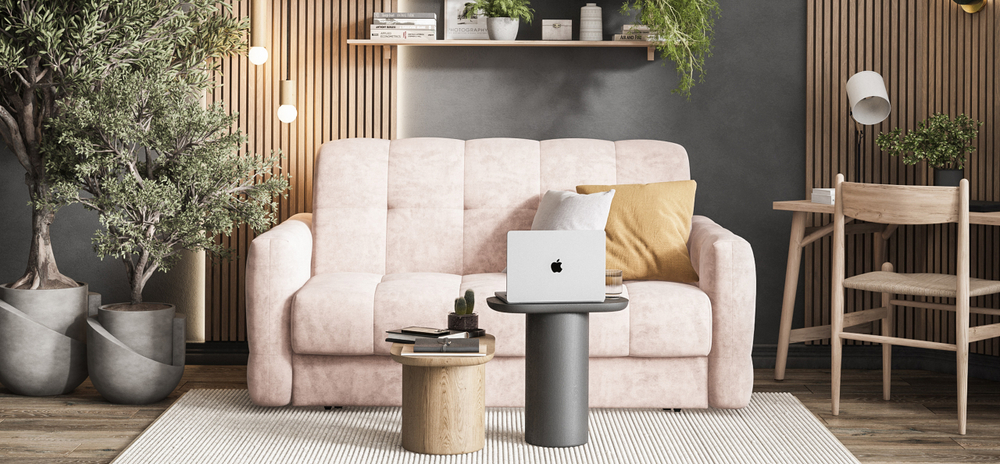 Диван Босс Слип 140 Велюр Роял пион