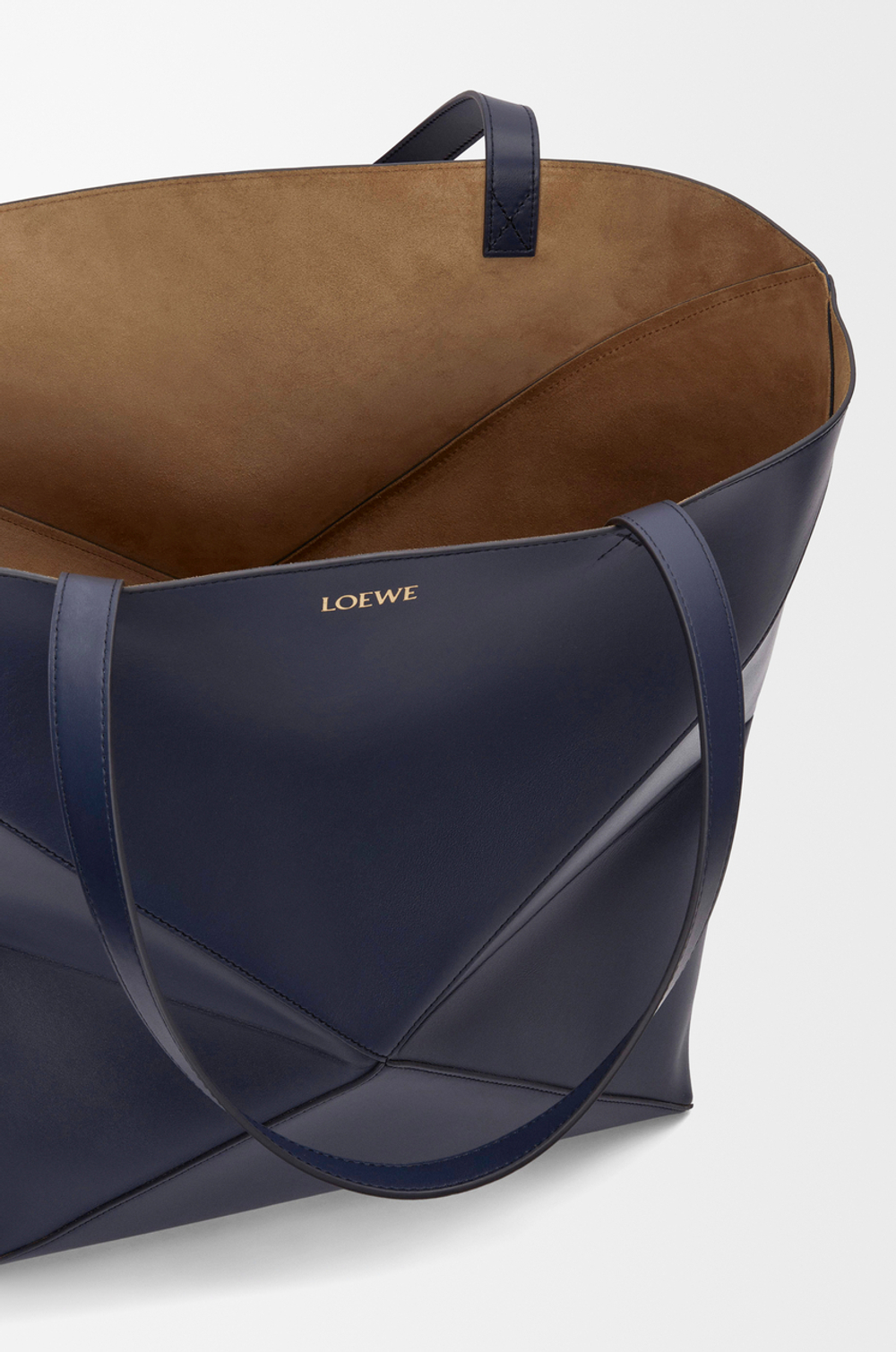 Loewe Сумка-тоут XL Puzzle Fold из блестящей телячьей кожи, темно-синий