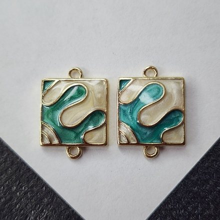 Коннектор, позолота с рисунком эмалью, р-р 12.5×17мм, штучно