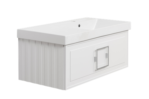 Тумба с раковиной La Fenice Cubo Bianca 90 см FNC-01-CUB-B-90 правая, белая матовая