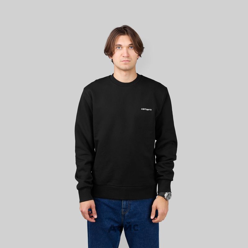 Толстовка мужская Carhartt WIP Script Embroidery Sweatshirt артикул:I033657_black - купить в магазине Дайс