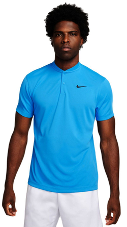 Мужское теннисное поло Nike Court Dri-Fit Blade Solid Polo - light photo blue/black