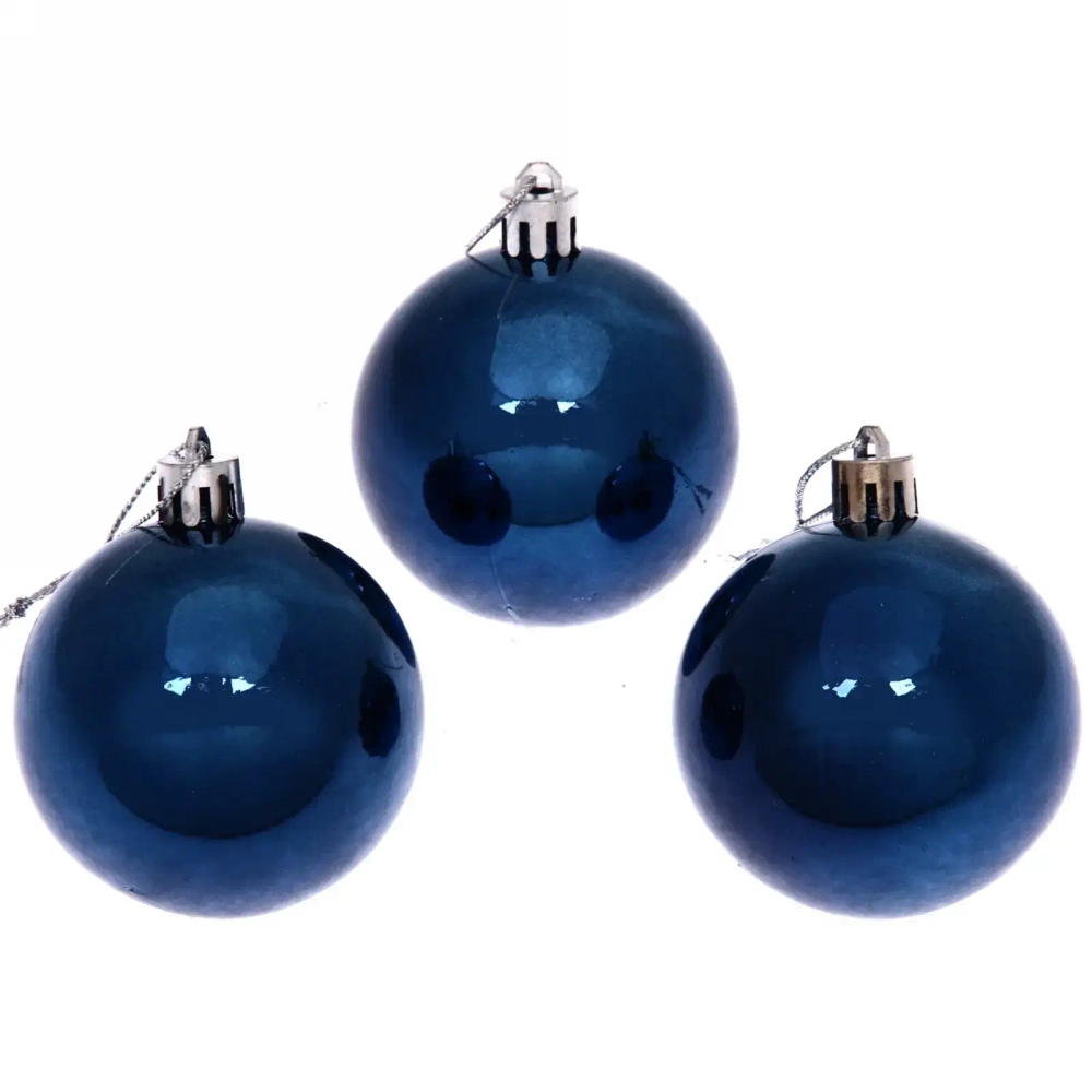 Новогодние шары 6 см (набор 3 шт) «Глянец», сапфир