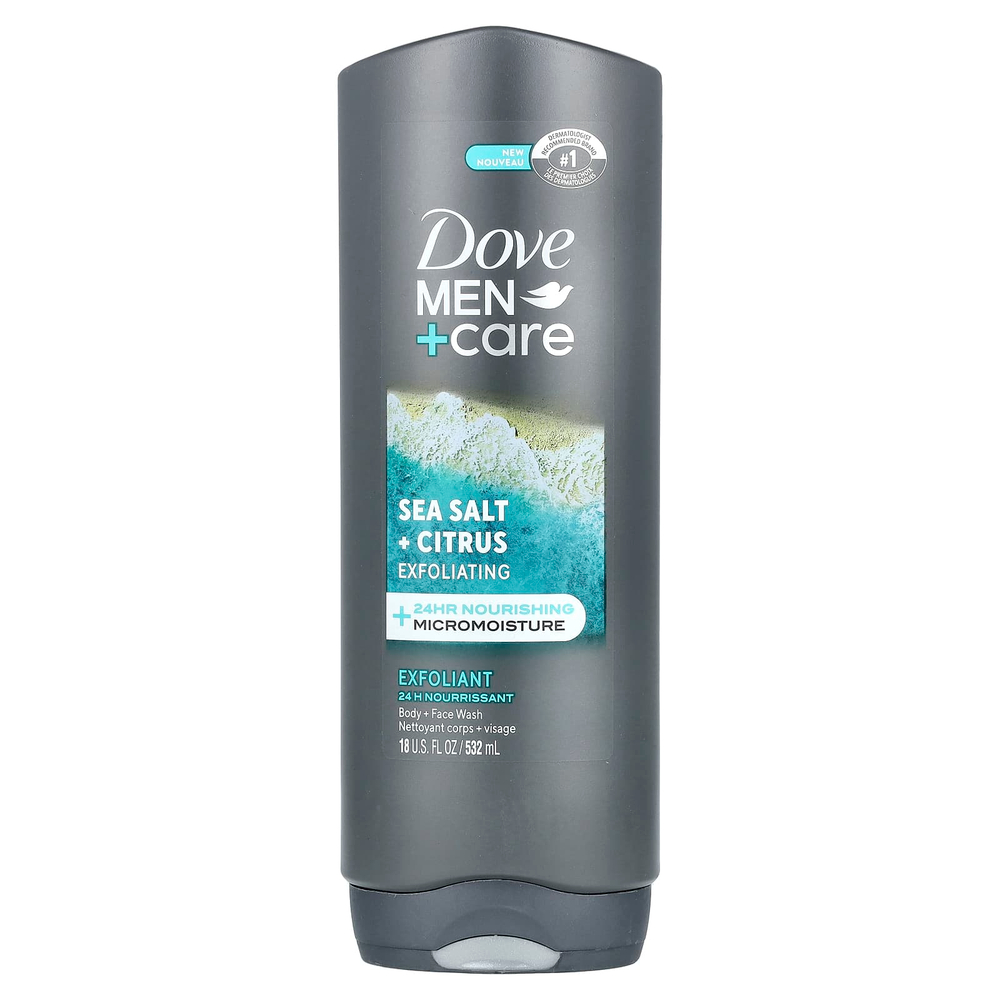 Dove, Men + Care, гель для душа и тела, морская соль и цитрус, 532 мл (18 жидк. унц.)