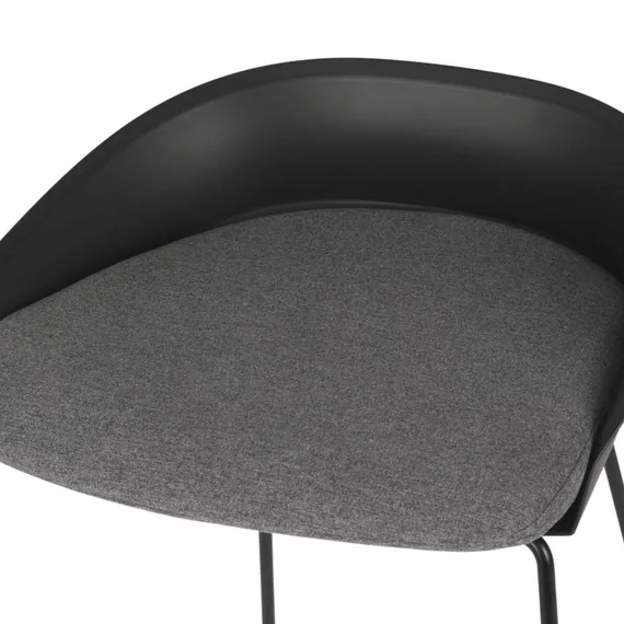 Барный стул Wally 76 см, черный с серым сиденьем