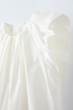 ZARA РУБАШКА СО СКЛАДКАМИ, БЕЛЫЙ