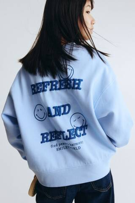 H&M Толстовка с принтом, светло-голубой