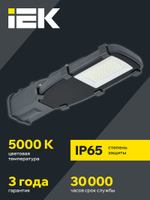 Светильник светодиодный консольный ДКУ 1002-30Д 5000К IP65 серый IEK