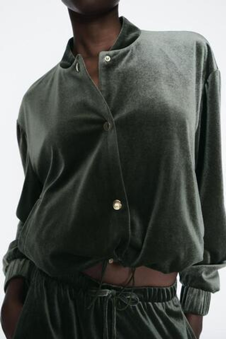 ZARA БАРХАТНЫЙ БОМБЕР, ХАКИ
