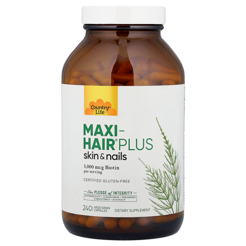 Country Life, Maxi-Hair® Plus, 240 вегетарианских капсул