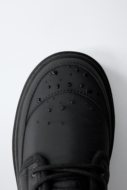 ZARA СТЕГАНЫЕ БОТИНКИ НА ШНУРОВКЕ, ЧЕРНЫЙ