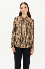 23417 Блузка женская (черно-песочный принт)