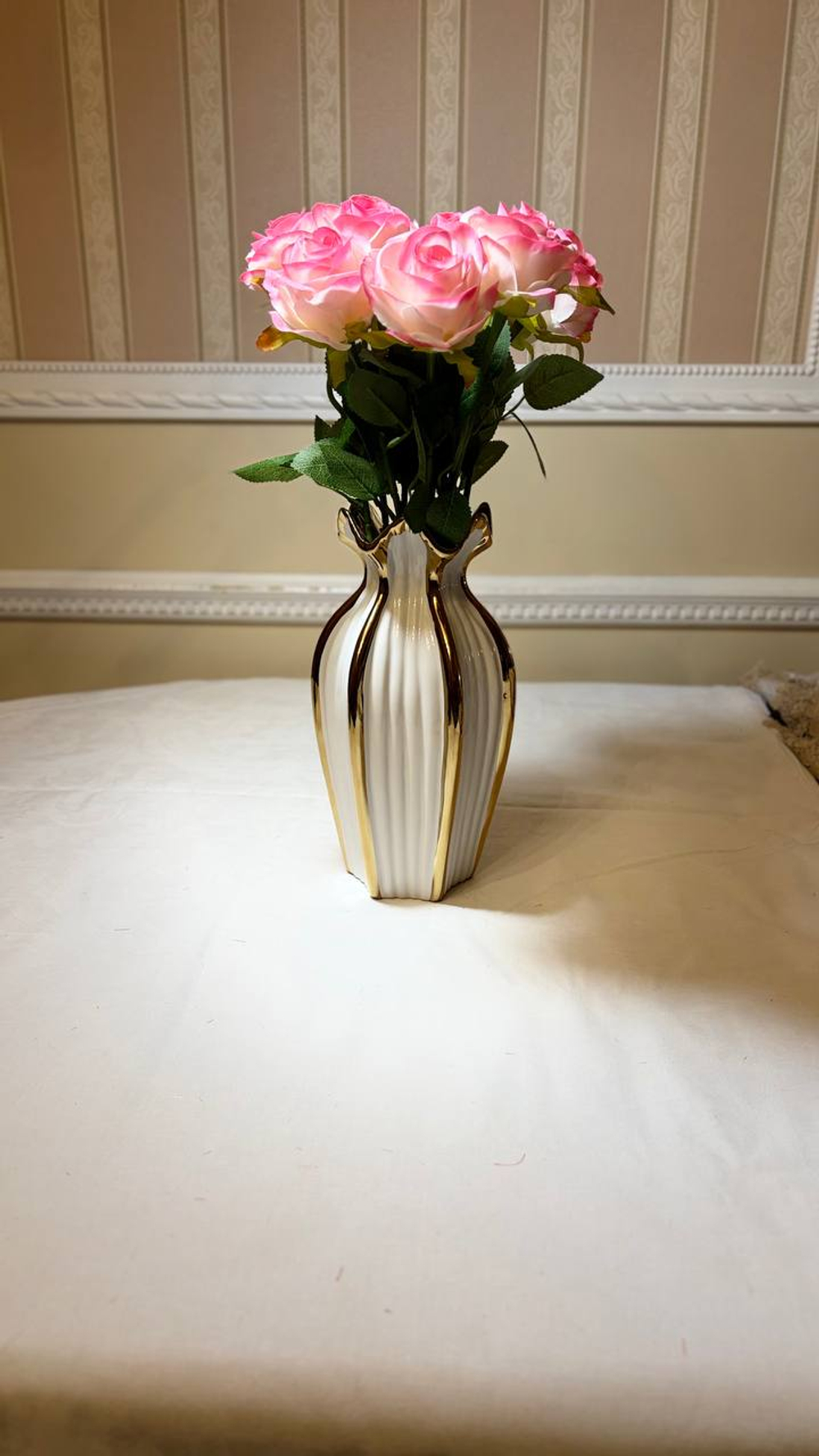 45 см розы белый-розовый