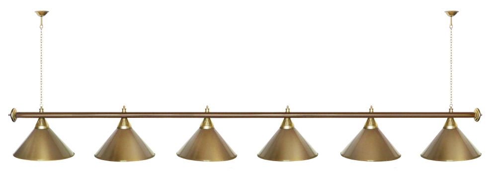 Лампа STARTBILLIARDS 6 пл. (плафоны зеленые,штанга зеленая,фурнитура золото)