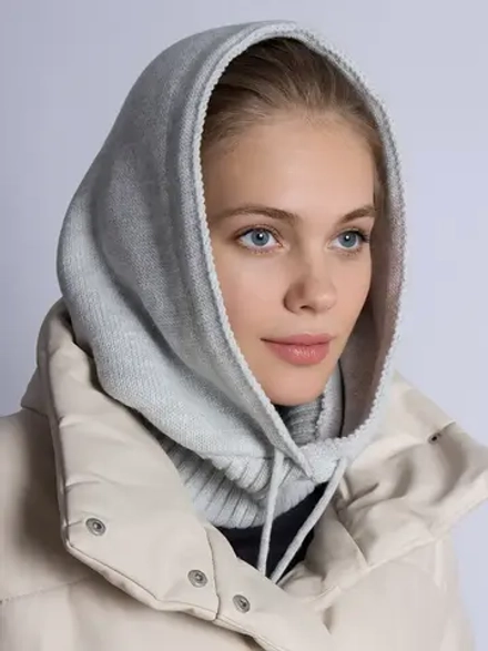 Капор женский вязаный серый