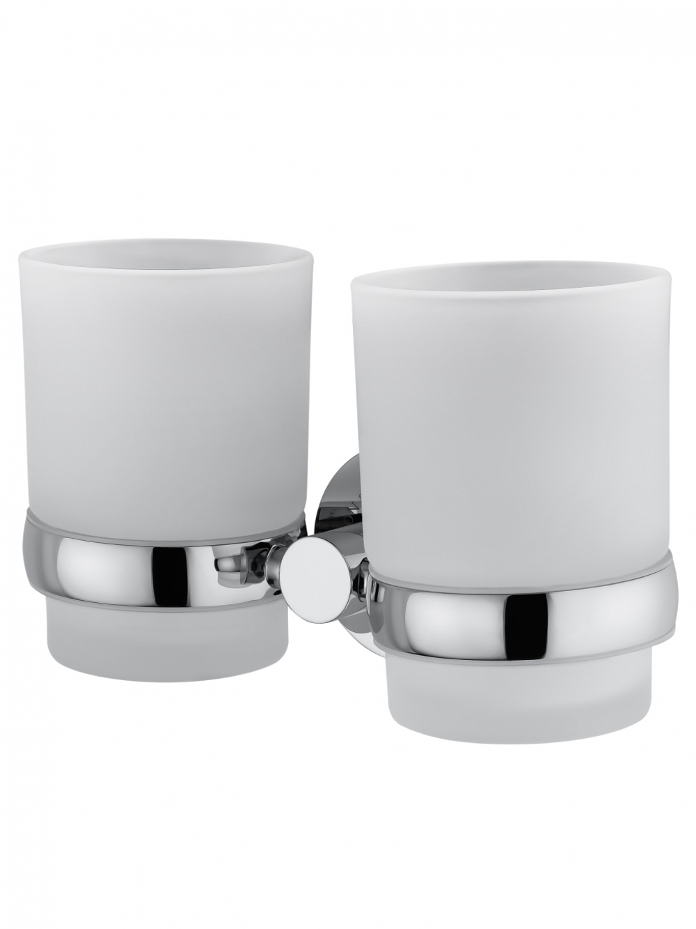 Два стакана для зубных щеток с держателем WONZON & WOGHAND EASY, Хром (WW-8128)