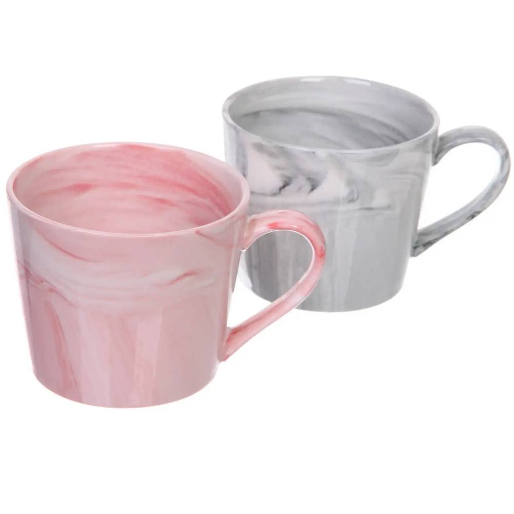 Кружка керамическая 360мл в наборе 2шт «Мрамор», конус