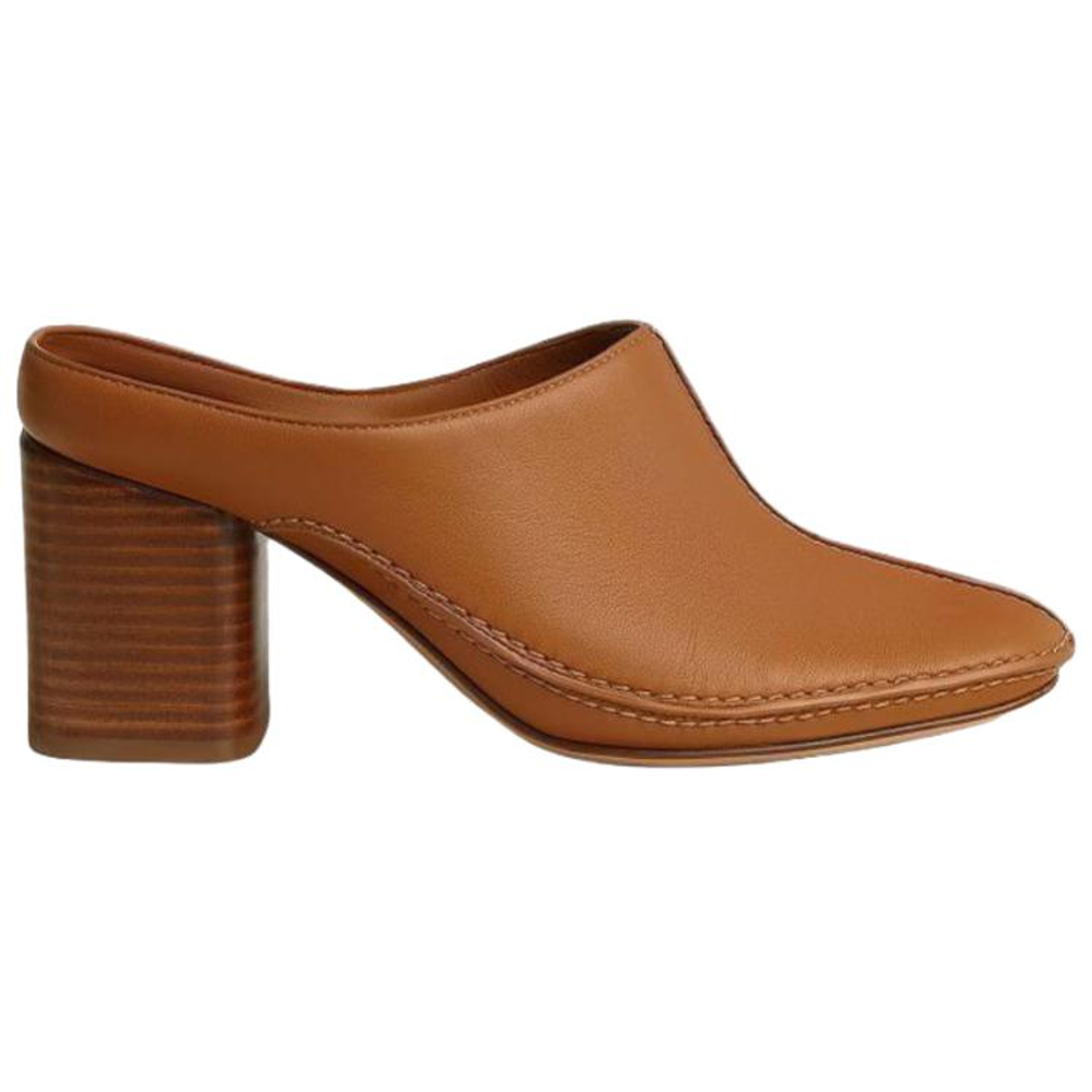 HERMES Closed Toe Slippers 7cm Women"s Brown