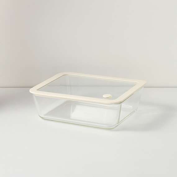 Контейнер для запекания и хранения стеклянный с вакуумным эффектом, 2,6 л, молочный