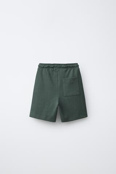 ZARA КОМФОРТНЫЕ ШОРТЫ ИЗ МЯГКОЙ ТКАНИ, ЗЕЛЕНЫЙ/СЕРЫЙ