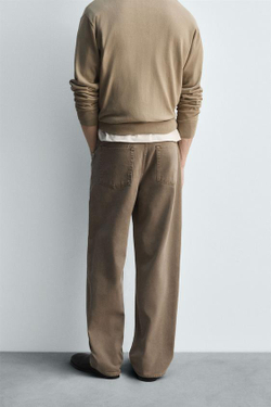 ZARA ДЖИНСЫ BARREL FIT - LIMITED EDITION, СВЕТЛО-КОРИЧНЕВЫЙ