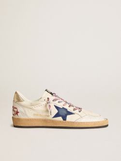 Men's Ball Star Uomo in nappa con stella in suede blue talloncino in pelle platino
