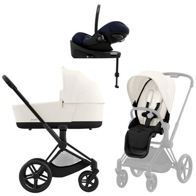 Коляска Cybex Priam IV Matt Black complete Cloud G Ocean Blue Plus Base G 4 в 1 Off White