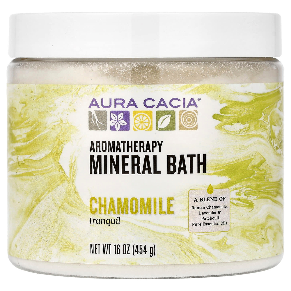 Aura Cacia, Ароматерапевтическое средство для ванны с минералами, успокаивающая ромашка, 16 унций (454 г)