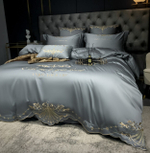 Постельное белье Сатин Гладкокрашеный Вышивка Делюкс на резинке DHCR004