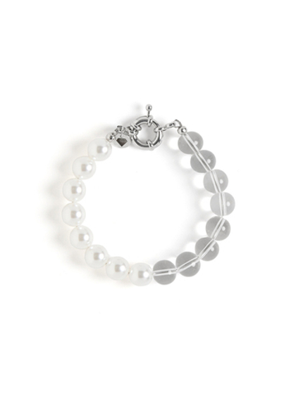 Браслет "Bubble" с горным хрусталем и перламутром Silver