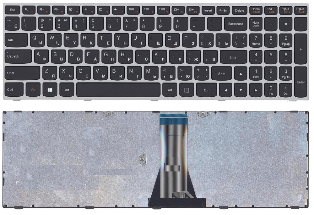 Клавиатура для ноутбука Lenovo IdeaPad G50-70 G50-30 черная с серой рамкой