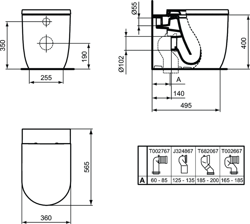 Напольный пристенный унитаз соло Ideal Standard BLEND T375101