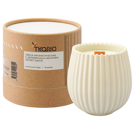 Свеча ароматическая Tkano Edge Secret Santa бежевая 60ч