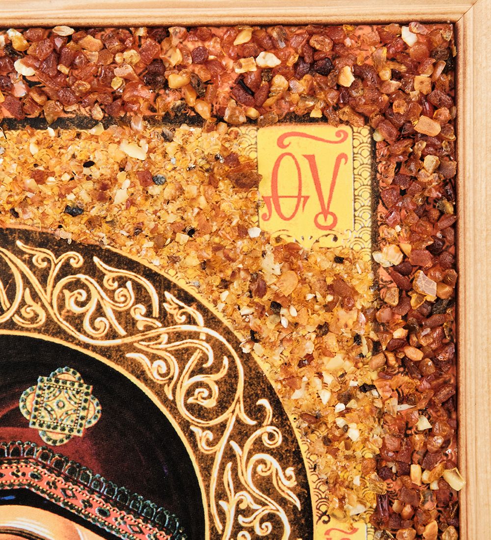 AMB-12/14 Икона Божией Матери «Казанская» (с янтарной крошкой) 45х55см