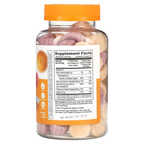 Lifeable, детские жевательные таблетки с кальцием и витамином D3, со вкусом натуральных фруктов, 60 жевательных таблеток