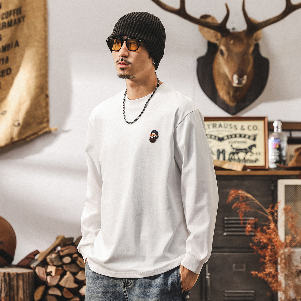 Мужская футболка с длинным рукавом,весенне-осенняя из чистого хлопка оптом и в розницу