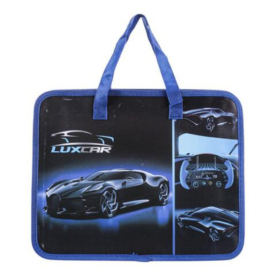 Папка с ручками А4 "Синяя машина", пластик, на молнии, 80мм