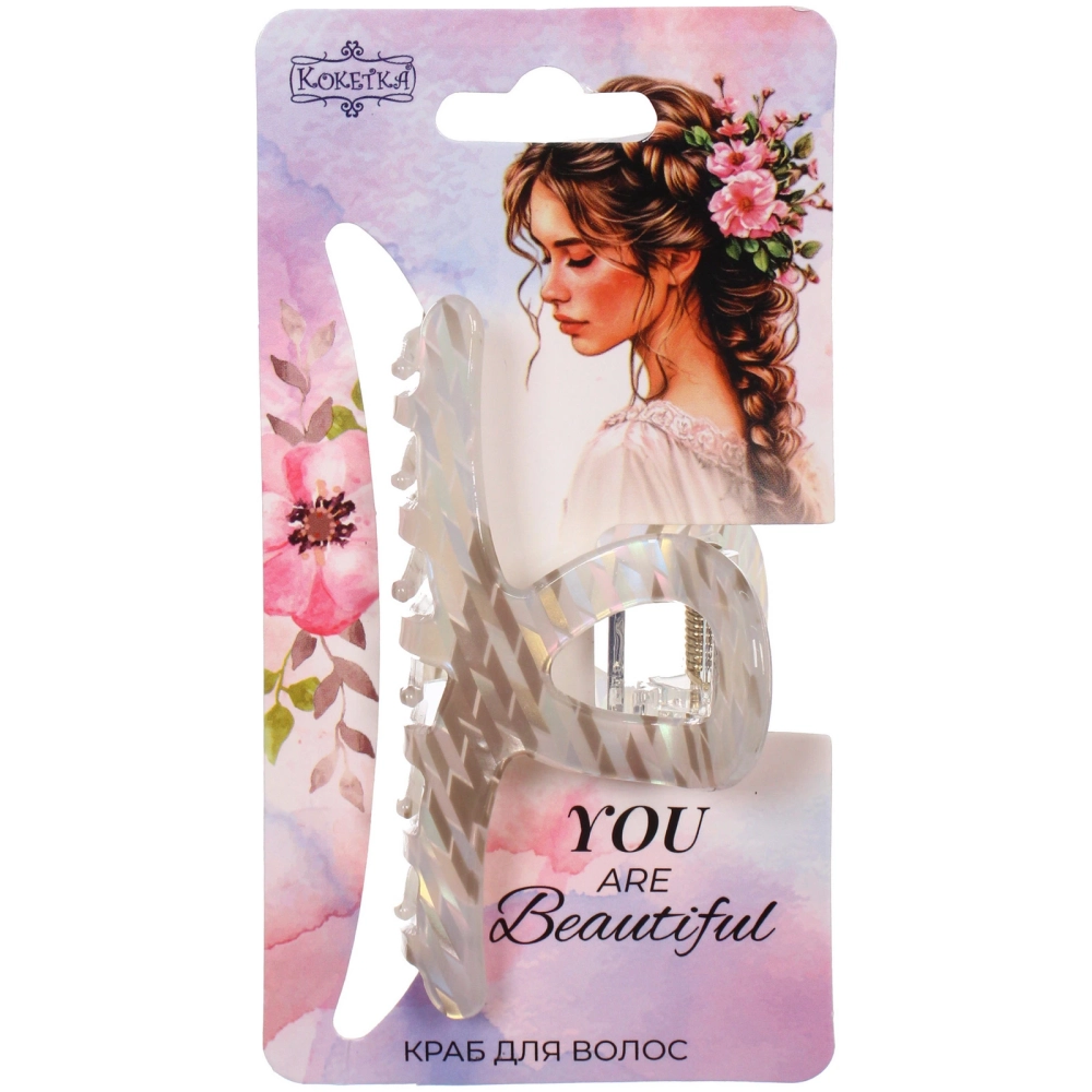 Заколка - краб для волос «AKS-EMPIRE», петля, микс 6 цветов, 7,8*4,5см