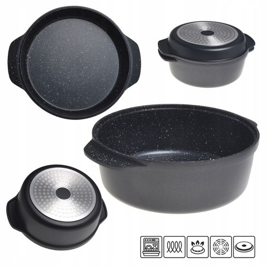 Кастрюля 2,5 л. 2 в 1 с крышкой-сковородой Kamille KM 4219 из литого алюминия