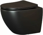 Унитаз подвесной Ceramica Nova Metropol CN4002MB_1002B_1000 черный матовый, безободковый, с крышкой микролифт, с инсталляцией и черной матовой кнопкой