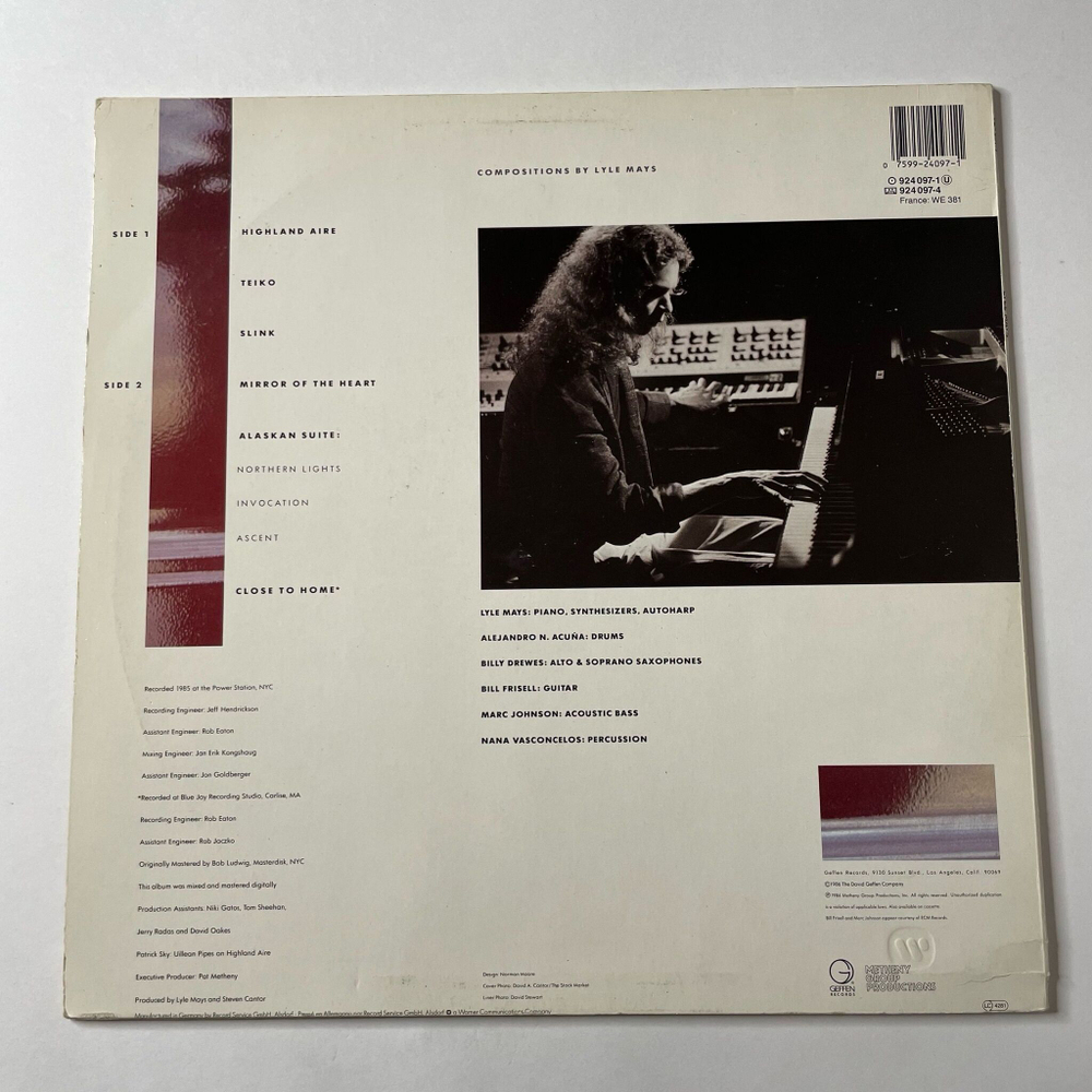 Винтажная виниловая пластинка LP Lyle Mays (Germany 1986)