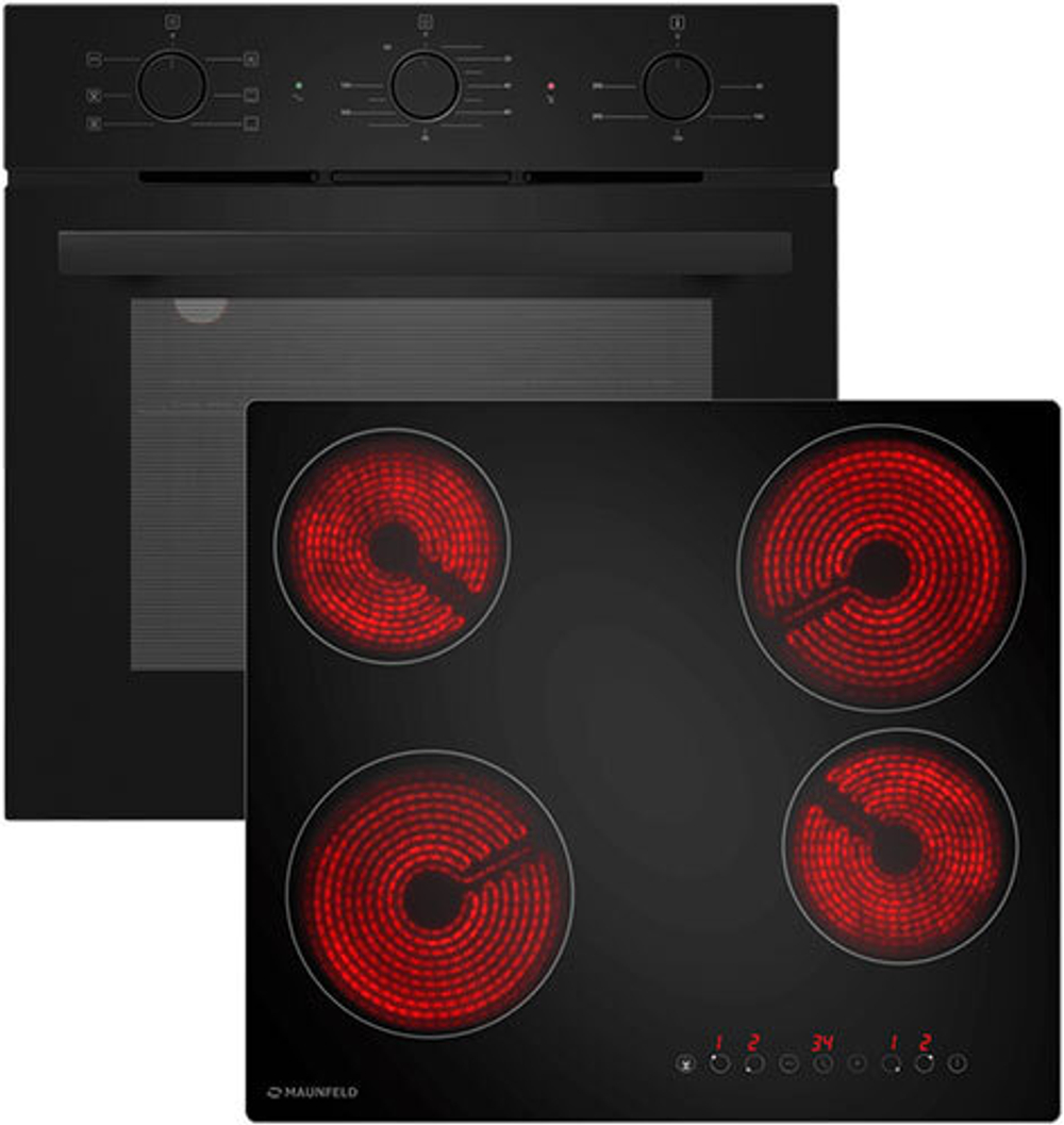 Комплект встраиваемой бытовой техники Maunfeld AEOF6060B2 + варочная панель AVCE594STBK