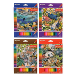 Карандаши цветные, Basir, деревянные, серия "Животный Мир", разноцветный корпус, цветная упаковка, 18 шт