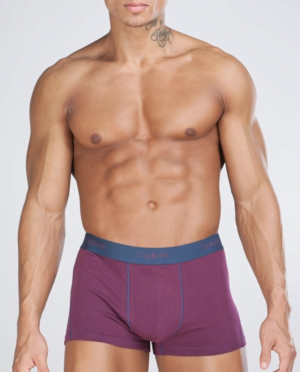 Мужские трусы-боксеры с контрастной отстрочкой (Размер: XXXL) (Цвет: сливовый)