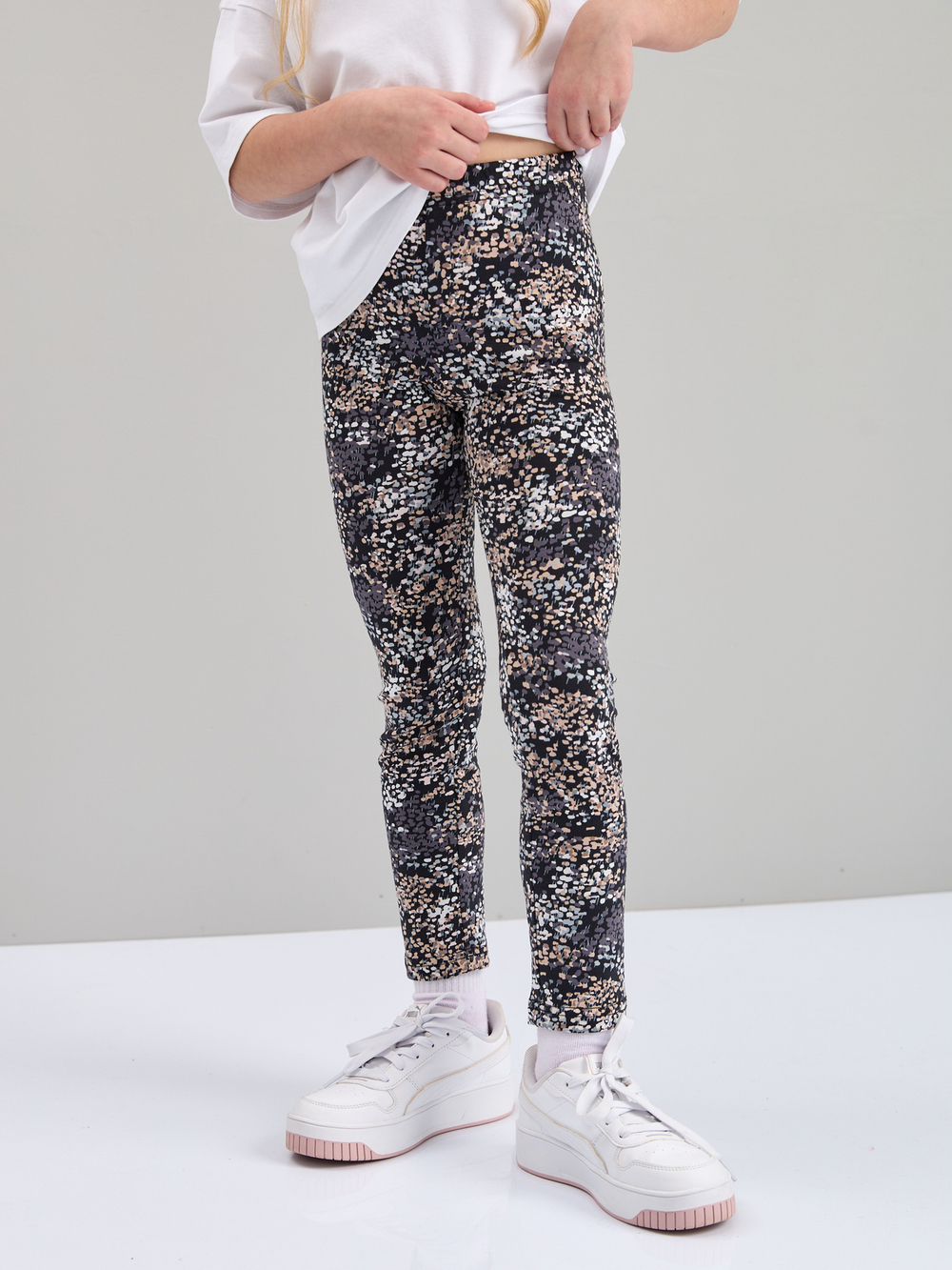 Детские леггинсы дЛГ-21/черный-бежабстракция