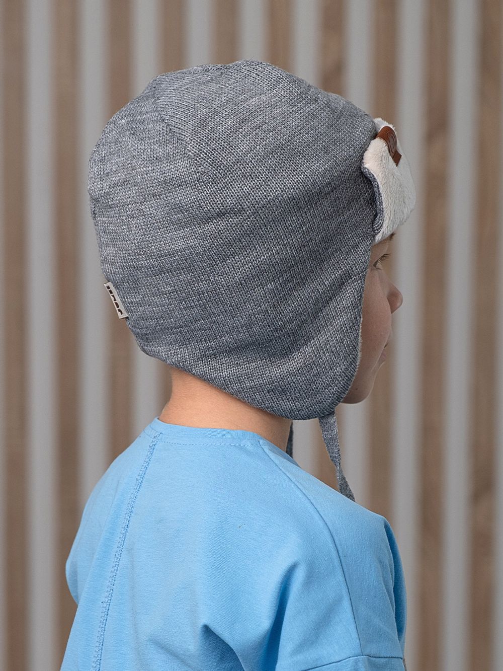 Шапка весенняя/осенняя вязаная (Пепельный) ТОКИ велюр