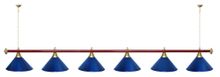 Лампа STARTBILLIARDS 6 пл. (плафоны антик медь,штанга зеленая,фурнитура золото)