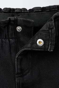 ZARA ДЖИНСЫ PAPERBAG С КАРМАНАМИ-СЕРДЕЧКАМИ, ЧЕРНЫЙ