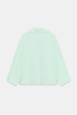 ZARA ЛЬНЯНАЯ РУБАШКА СВОБОДНОГО КРОЯ, МЯТНЫЙ